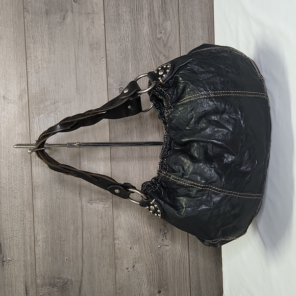 Lucky Brand Handbags - Lucky Brand Vintage Inspired Black Leather Studded Shoulder Bag